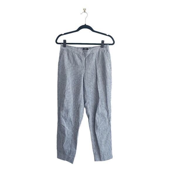 Banana Republic Womens Hayden Pants Pinstripes Blue White Size 4 - Picture 2 of 10